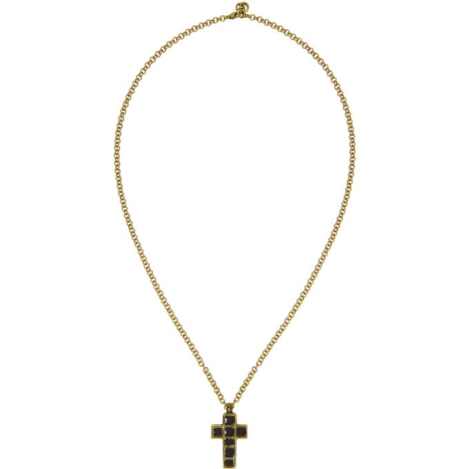 Photo: Gucci Black and Gold Medium Cross Necklace
