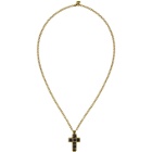 Gucci Black and Gold Medium Cross Necklace