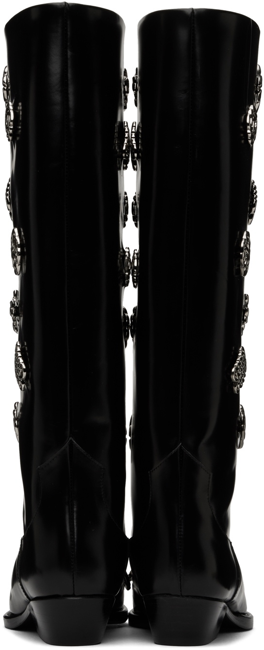 Toga Pulla SSENSE Exclusive Black Leather Embellished Tall Boots