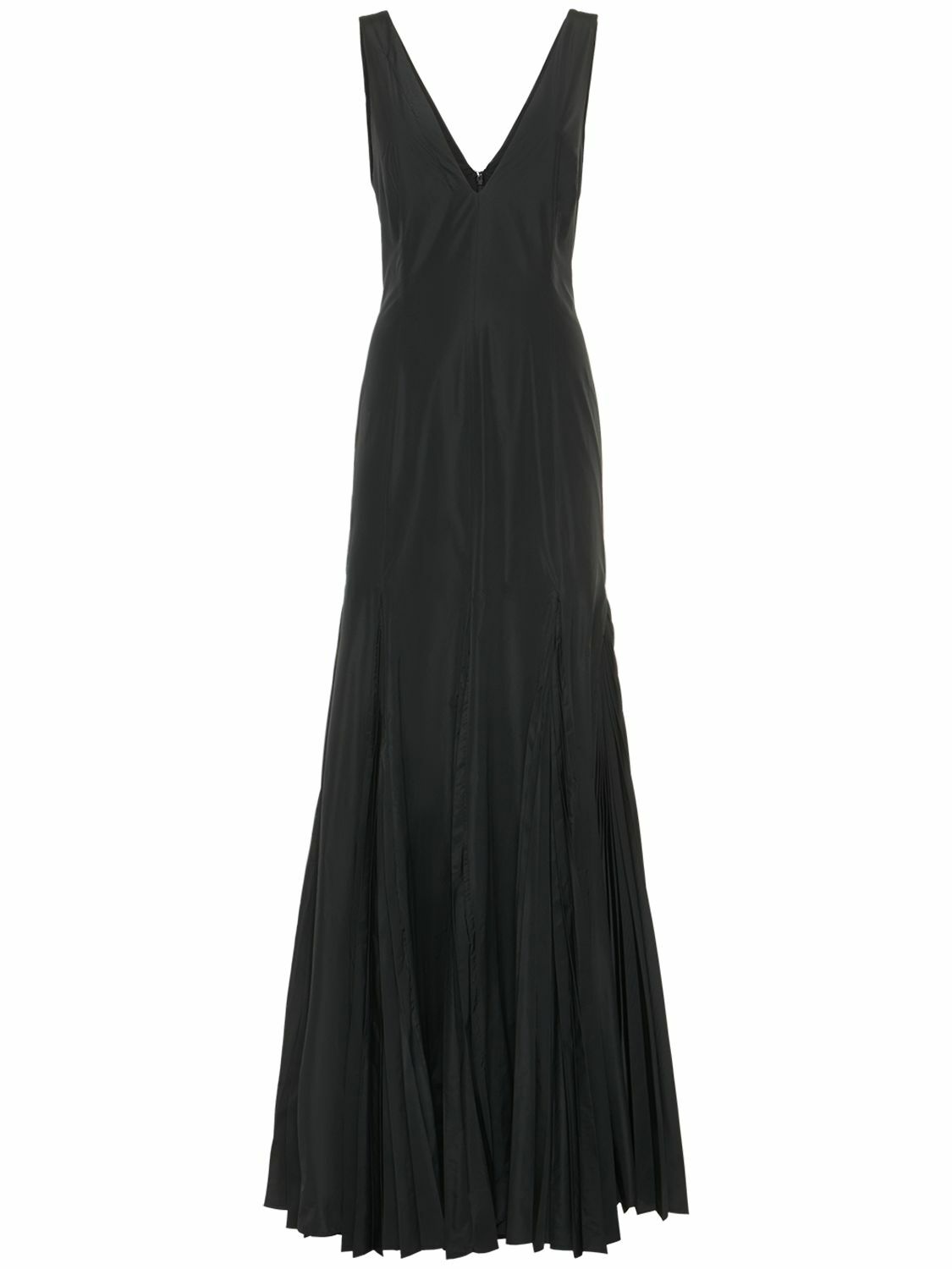 ROCHAS Sleeveless Pleated Taffeta Long Dress