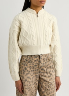 Frame Cable-knit Wool Cardigan Cream