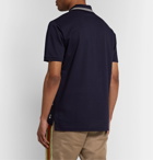 Gucci - Contrast-Tipped Logo-Embroidered Stretch-Cotton Piqué Polo Shirt - Blue