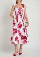 Rebecca Vallance Damask Floral-print Stretch Cotton-poplin Midi Dress Multicoloured