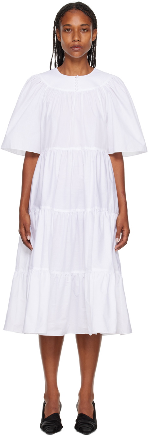 Rosetta Getty White Ruffle Maxi Dress