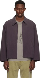 Small Talk Studio Purple Zip Western Washed Silk Jacket