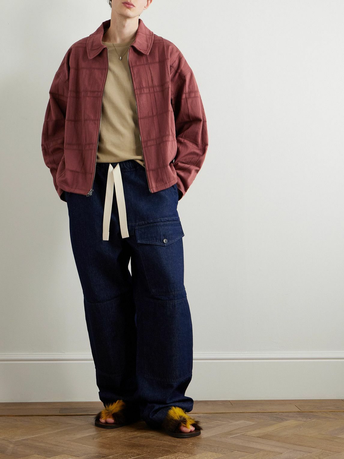 The Elder Statesman - Checked Cotton-Blend Jacquard Jacket - Red