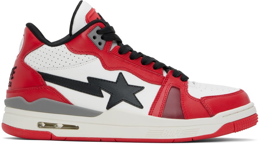 Photo: BAPE Red & White Clutch Sta #1 Sneakers