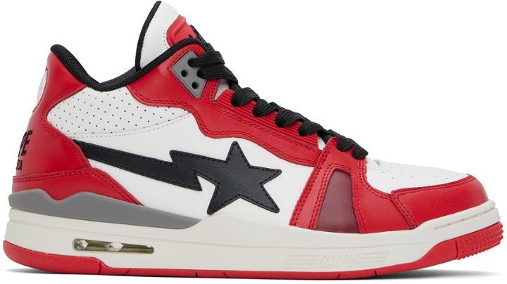Photo: BAPE Red & White Clutch Sta #1 Sneakers