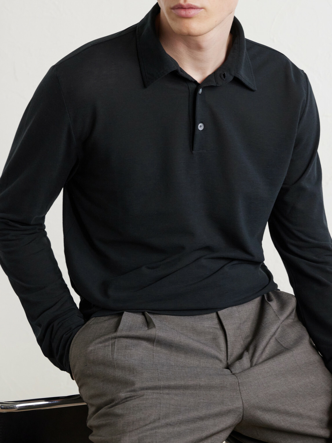 Slowear - Slim-Fit Flexwool Polo Shirt - Black