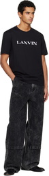 Lanvin Black 'Lanvin' Embroidered Cotton T-shirt