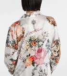 Camilla Floral silk satin shirt dress