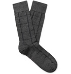 Marcoliani - Windowpane Checked Pima Cotton-Blend Socks - Gray