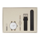 Instrmnt Silver and Black Leather Everyday Watch