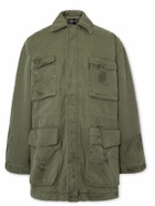 Balenciaga - Distressed Cotton-Canvas Coat - Green