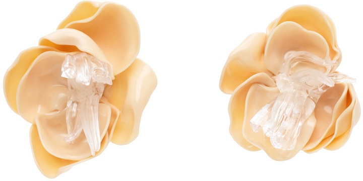 Photo: Tétier SSENSE Exclusive Beige Small Flower Earrings