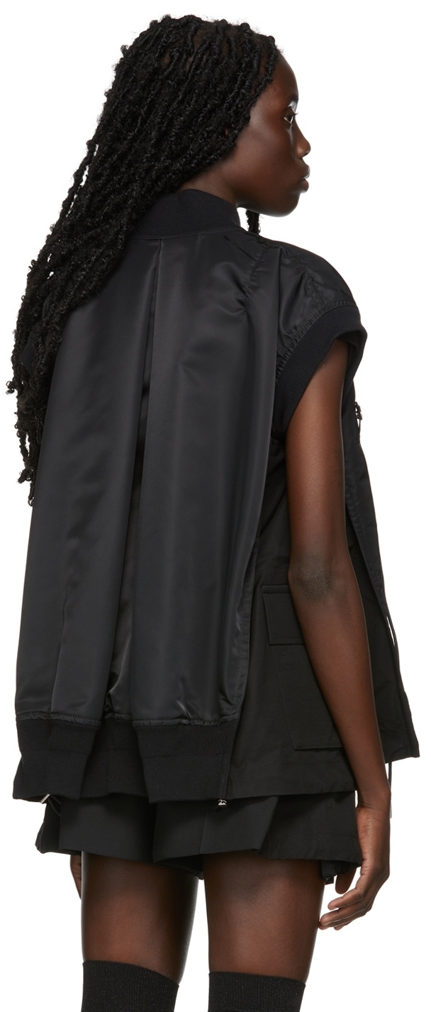 Sacai Black Nylon Twill Mix Vest