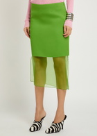 Khaite Sybil Layered Effect Satin Skirt Green