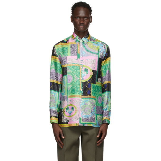 Photo: Versace Multicolor Silk Barocco Patchwork Shirt