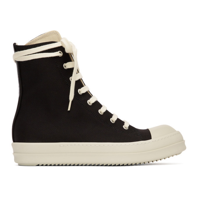 Photo: Rick Owens Drkshdw Black Canvas High-Top Sneakers