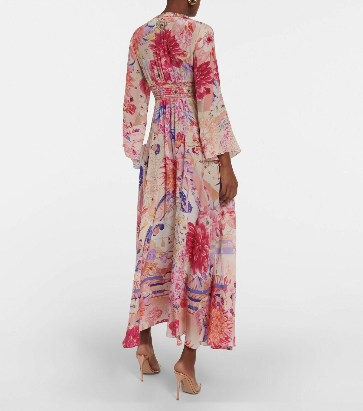 Camilla Floral shirred silk maxi dress