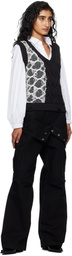 Andersson Bell Black & Gray Boucle Cable Patchwork Knit Vest