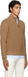 Dunhill Brown Engineered Half-Zip Sweater