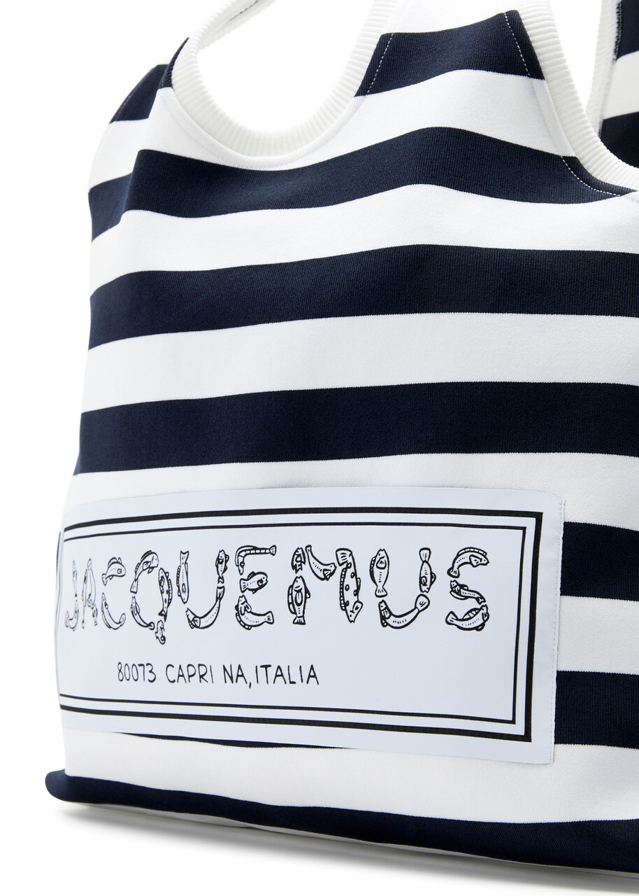 Jacquemus Le Sac Marcel Striped Knitted Tote - Navy - One