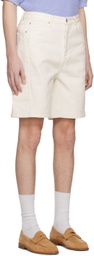 Dunst White Curved Denim Shorts