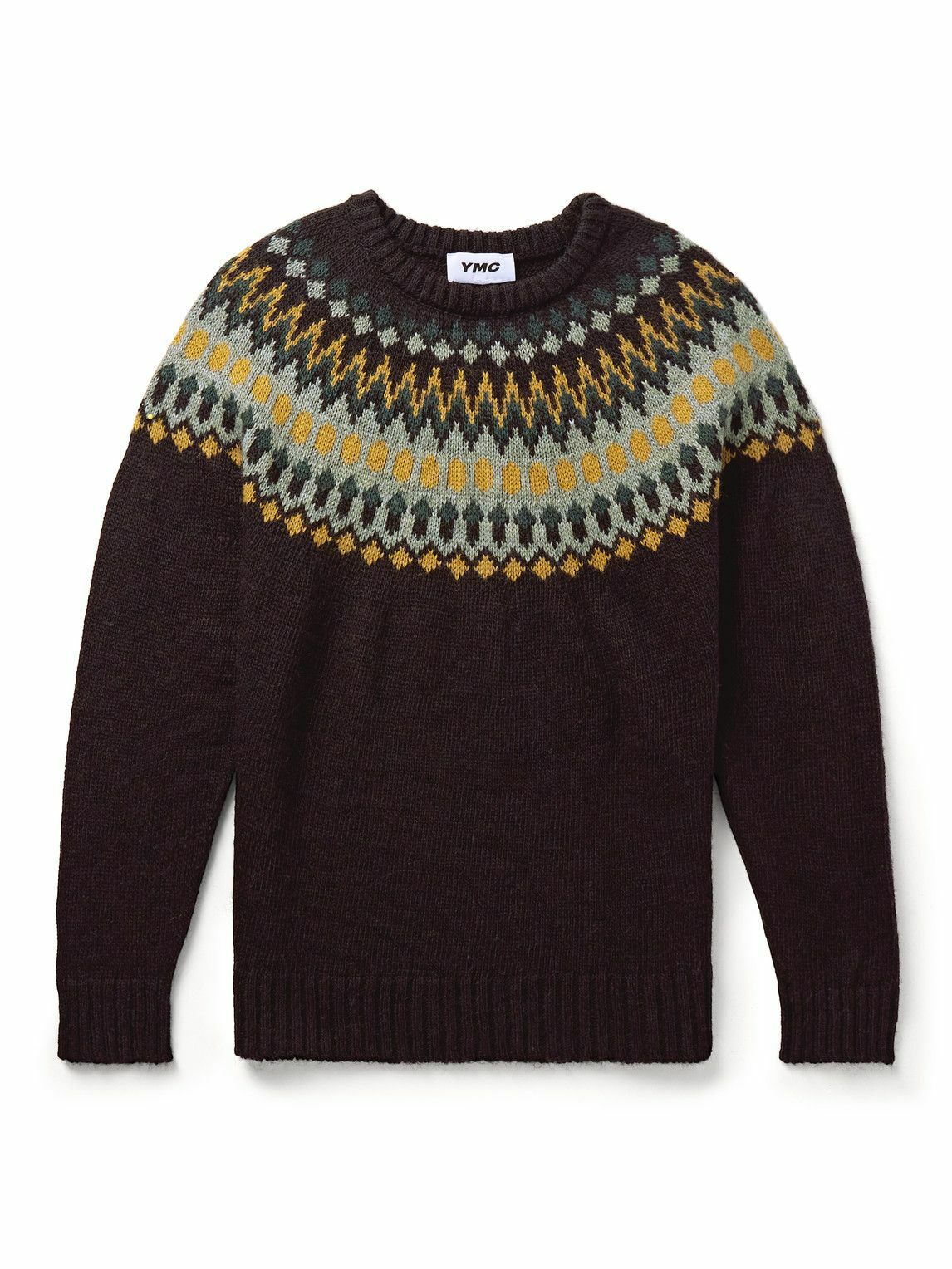 【ANGLAN】Fair Isle Jacquard Knit YMC - Fair Isle Jacquard-Knit Sweater - Brown YMC