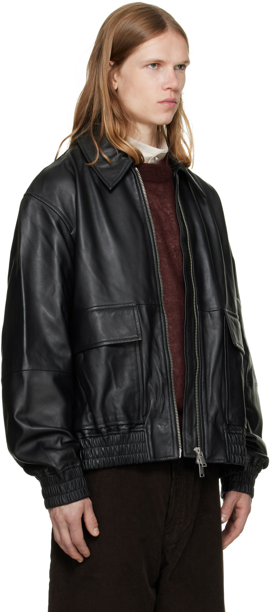 Studio Nicholson Black Piston Leather Jacket