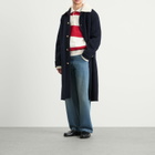 Drôle de Monsieur Men's Drole De Monsieur Pinstripe Coat with Detachable Collar in Dark Navy