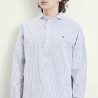 Danton Men's Round Collar Pull Over Shirt in Navy/White Stripe