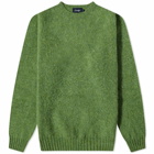 Drake's Men's Brushed Shetland Crew Knit in Green