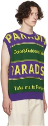 Dolce & Gabbana Purple & Green Cotton Vest