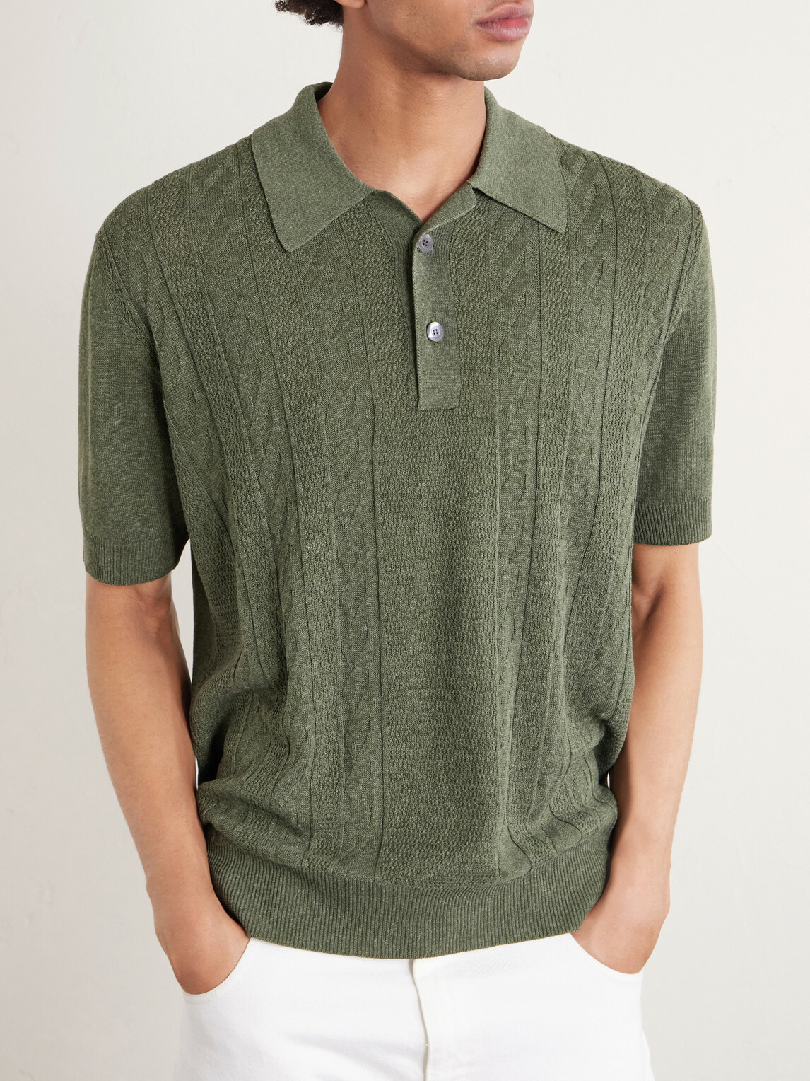 PIACENZA 1733 - Silk and Linen-Blend Polo Shirt - Green