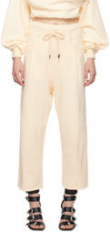 R13 Off-White Cropped Pleated Sweatpants