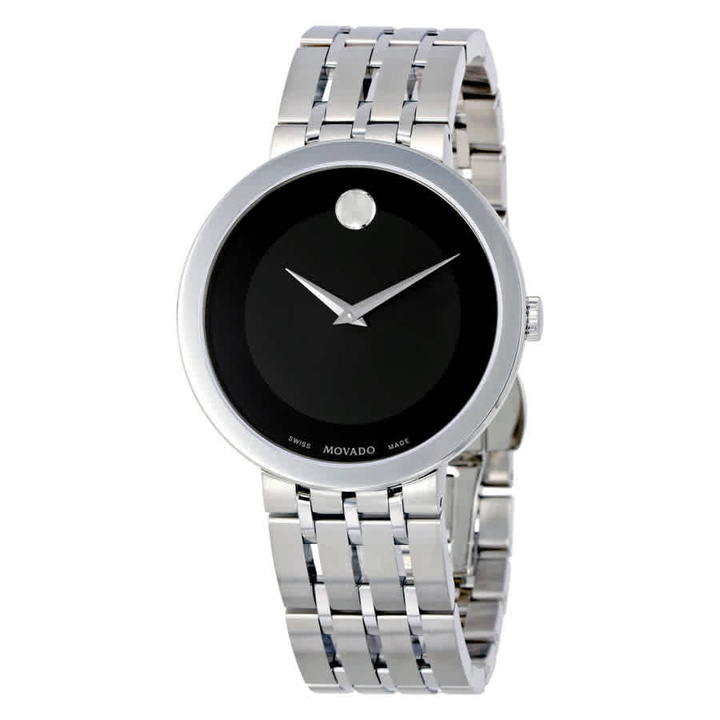 Photo: Movado Esperanza Black Dial Stainless Steel Mens Watch 0607057