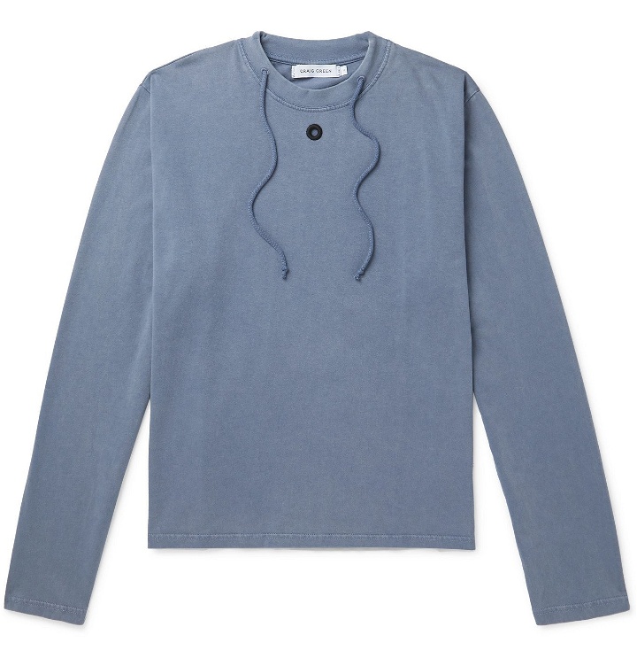 Photo: Craig Green - Embroidered Cotton-Jersey T-Shirt - Blue