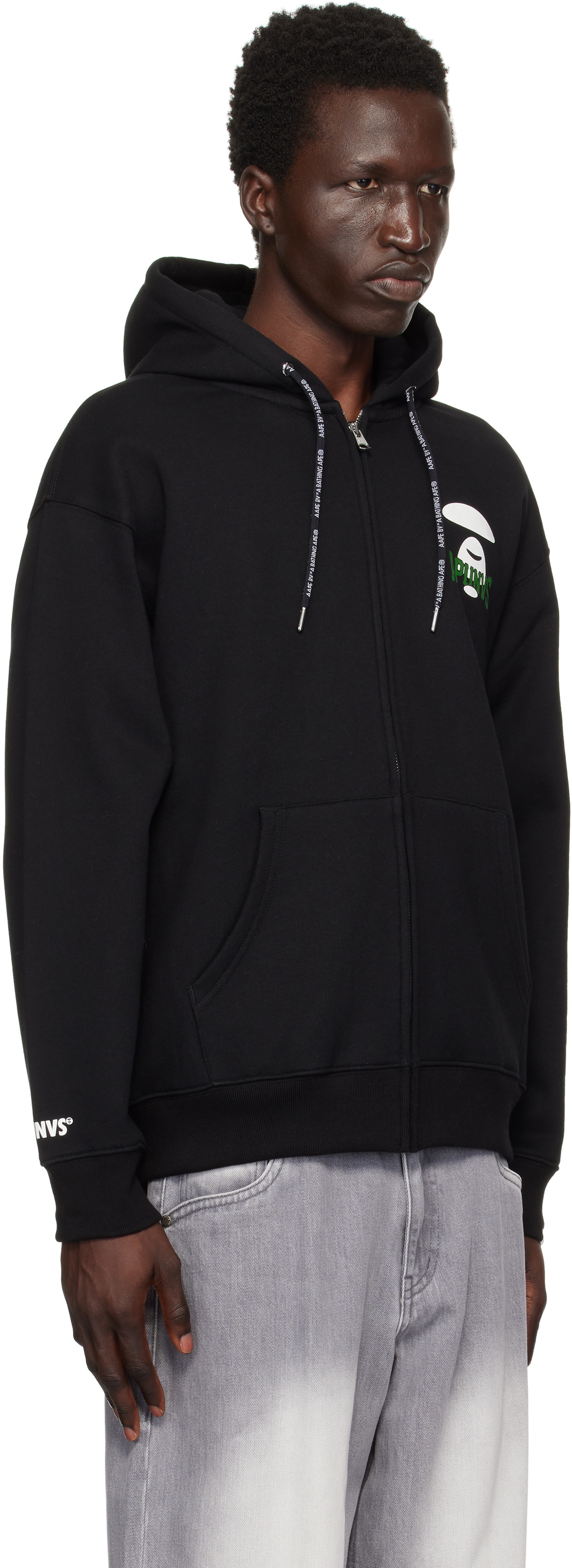 AAPE by A Bathing Ape Black Basic Zip Up Hoodie AAPE by A Bathing Ape