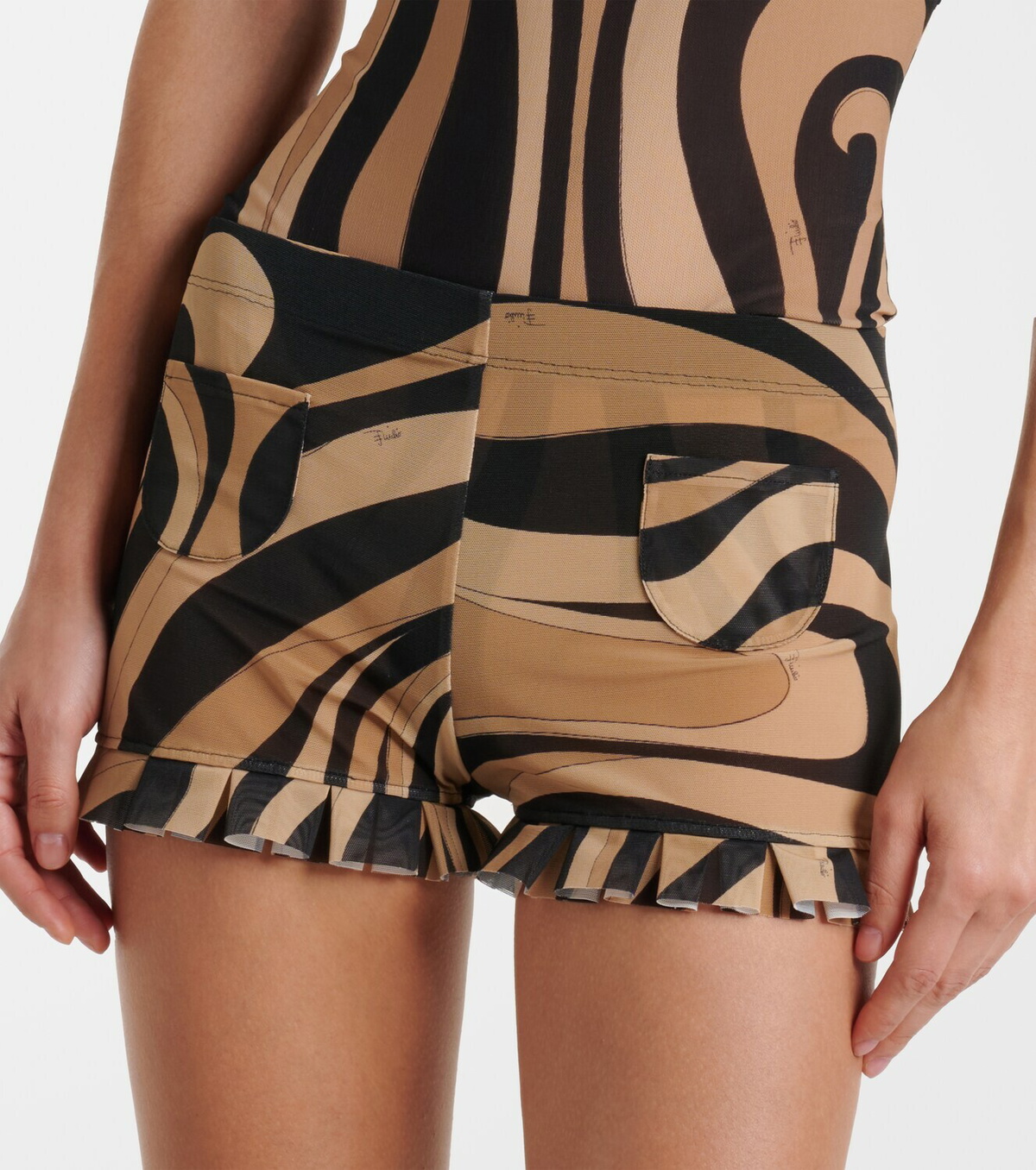 Pucci Marmo ruffled mesh shorts