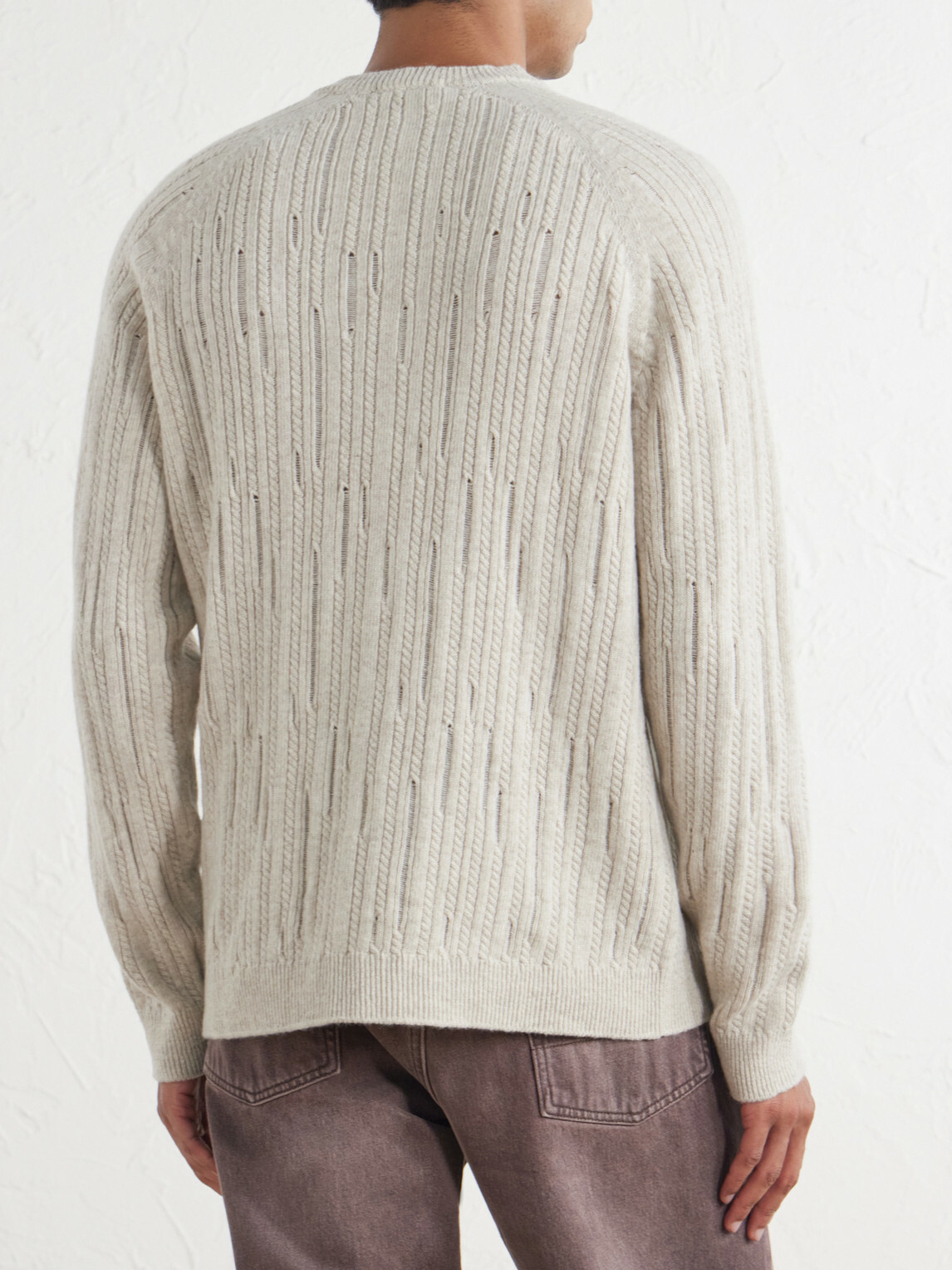 Inis Meáin - Stranded Sailor Merino Wool and Cashmere-Blend Sweater - Neutrals