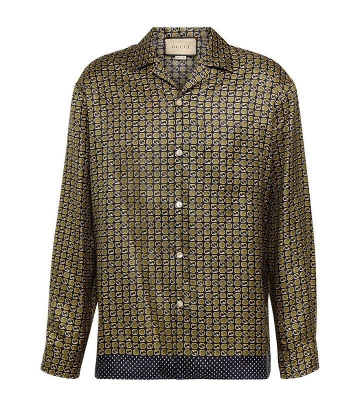 Photo: Gucci - Geometric Interlocking G print silk shirt