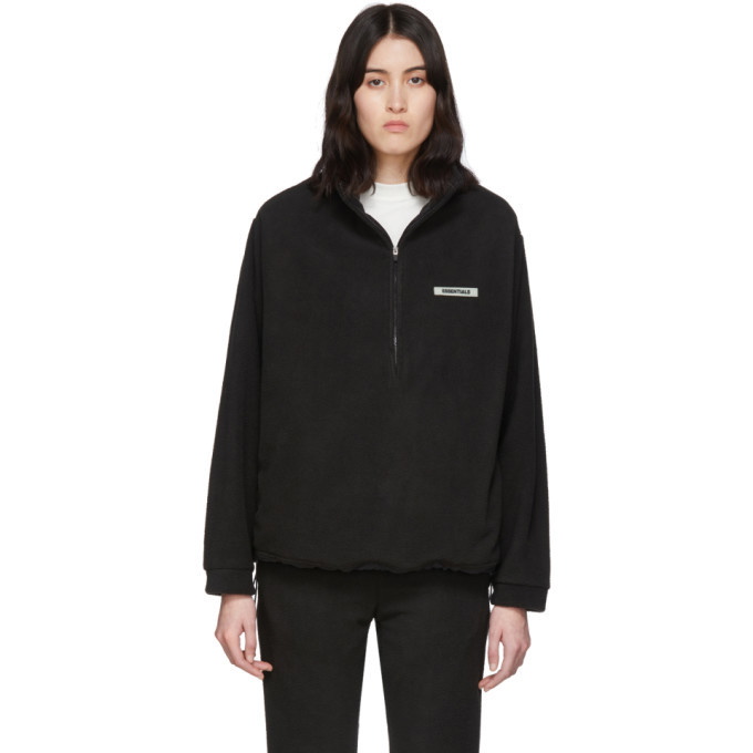 Photo: Essentials Black Fleece Half-Zip Sweater