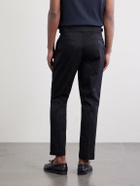 Mr P. - Steve Tapered Pleated Cotton Trousers - Black