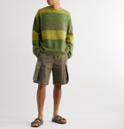 JW Anderson - Logo-Embroidered Striped Wool and Mohair-Blend Sweater - Green