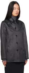 Youth Black Paneled Faux-Leather Jacket