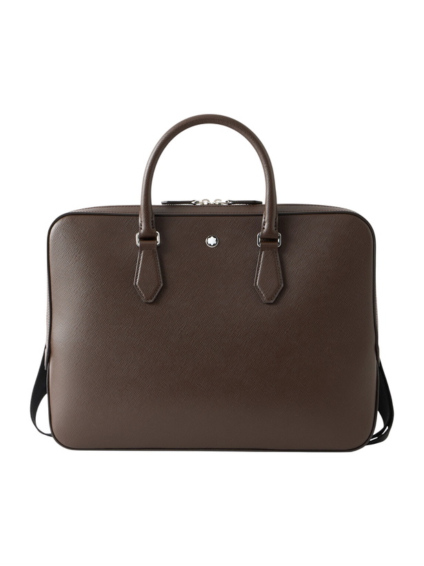 Photo: Montblanc - Logo-Appliquéd Textured-Leather Briefcase