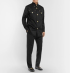 Versace - Button-Down Collar Stretch-Cotton Gabardine Overshirt - Black
