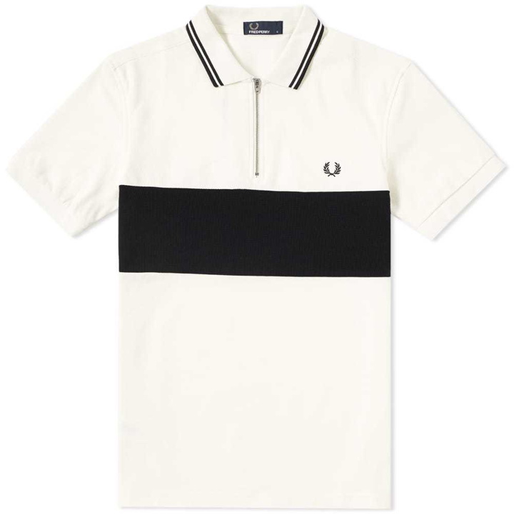 Photo: Fred Perry Panelled Zip Neck Retro Polo Neutrals