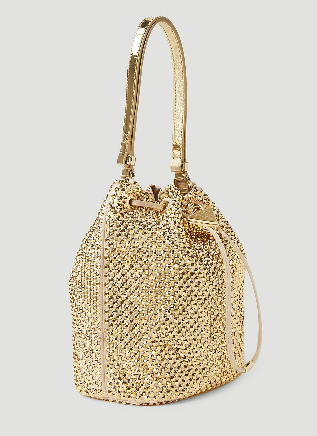 Prada 自慢の パリ限定 Re-Edition ゴールド金具 Bucket Bag Prada - Crystal Embellished Handbag in Gold Prada